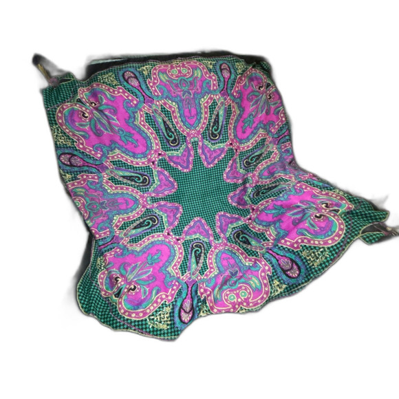 Vintage Paisley Floral Square Scarf 4'6" - Picture 3 of 4